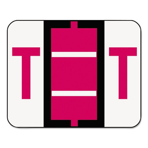 A-Z Color-Coded Bar-Style End Tab Labels Letter T Red 500 Roll