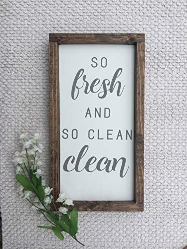 Flowershave357 So Fresh and So Clean Clean Wood Sign Bathroom Sign Laundry Room Sign Farmhouse Bathroom