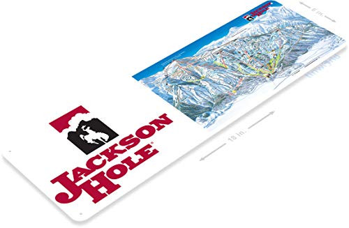 Tinworld TIN Sign C110 Jackson Hole Map Rustic Snow Ski Slope Metal Sign Skiing Cabin Resort Lodge 6 inch x 18 inch