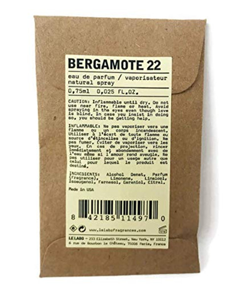 Le Labo Bergamote 22 Eau De Parfum Sample Travel Size