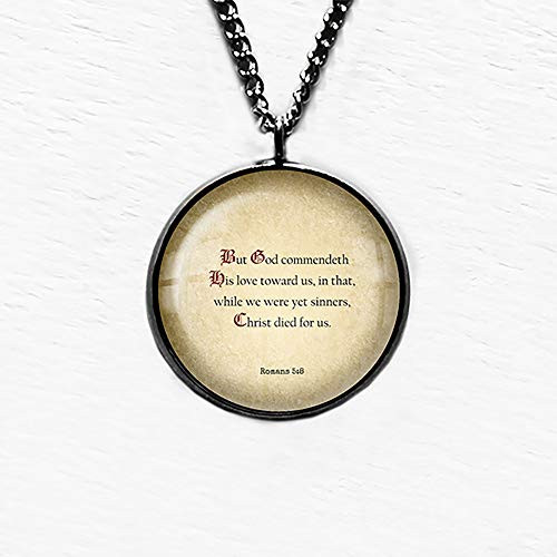 Romans 5 8 God Commendeth His Love Toward Us King James Version KJV Bible Pendant Necklace Romans 5 8 God Commendeth His Love Toward Us King James Version KJV Bible Pendant Necklace