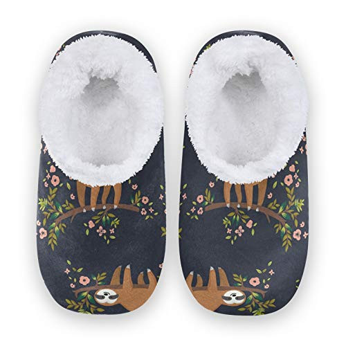 Linomo Flower Sloth Pattern Slippers for Women Womens House Slippers Indoor Slipper Socks House Shoes Bedroom Socks Shoe Linomo Flower Sloth Pattern Slippers for Women Womens House Slippers Indoor Slipper Socks House Shoes Bedroom Socks Shoe