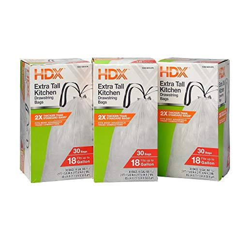 HDX 18 Gal. Kitchen and Compactor Drawstring Trash Bags  90-Count