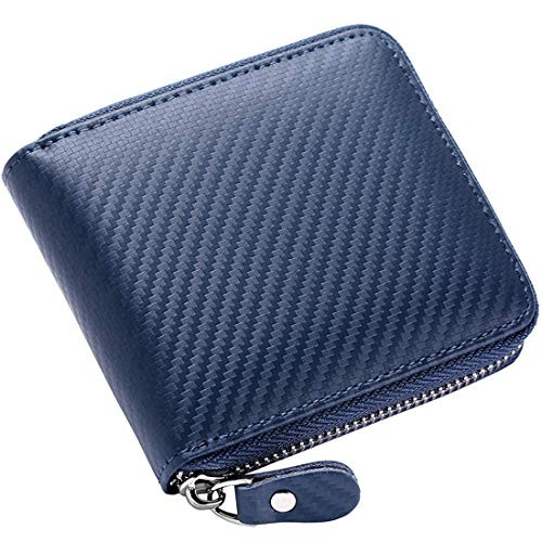 Veeskyee Men s Leather Zipper Wallet RFID Blocking Zip Around Wallet Bifold Multi Credit Card Holder Purse Carbon Fiber Texture Blue Veeskyee Men s Leather Zipper Wallet RFID Blocking Zip Around Wallet Bifold Multi Credit Card Holder Purse Carbon Fiber Texture Blue