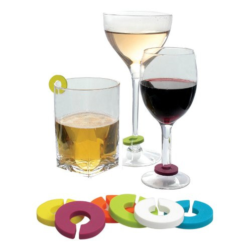 Epicureanist Multicolor Wine Glass Charms, Set of 6