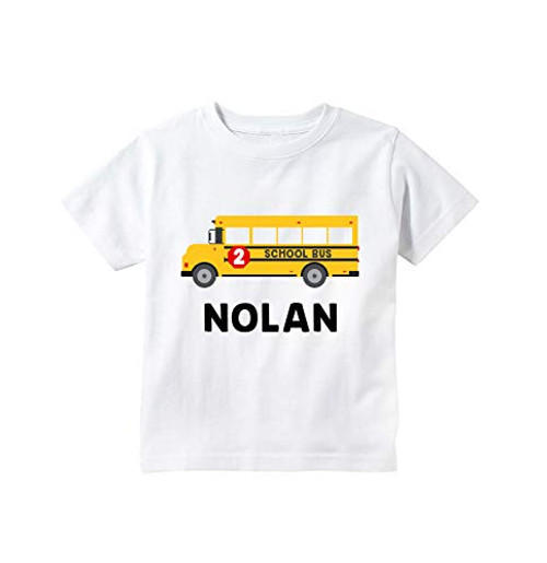 Happy Lion Clothing - Toddler Boys School Bus Birthday Personalized T-shirt
