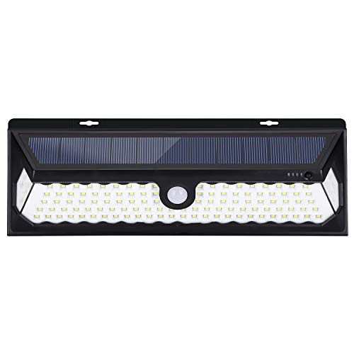 Solar Motion Sensor Light Outdoor 118 LED Security Lights with 3 Modes 270 Wide Angle Wireless Motion Derector IP65 Waterproof Wall Light for Outside Front Door Garage Yard Deck