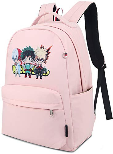 Roffatide Anime My Hero Academia Backpack Lightweight Nylon Back Pack Printed Street College Bag Daypack Pink 1