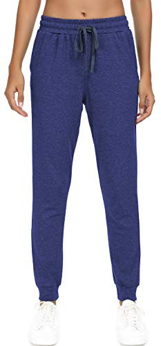 HAOMEILI Women s Active Yoga Sweatpants Workout Joggers Pants Cotton Lounge Sweat Pants with Pockets Blue
