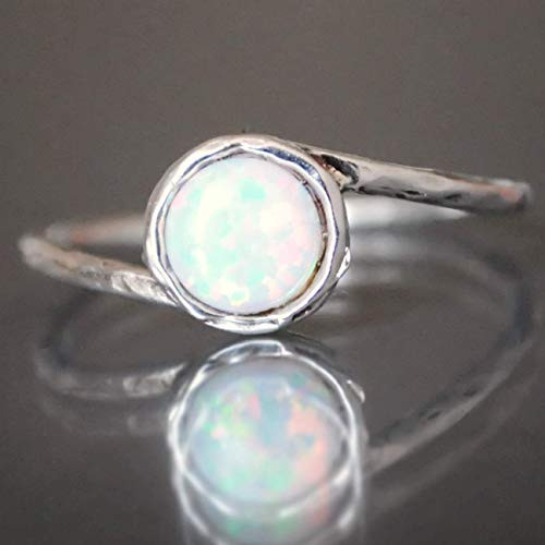Handmade White Fire Opal Ring Size 7 Sterling Silver 925 Handmade White Fire Opal Ring Size 7 Sterling Silver 925
