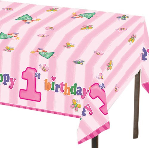Plastic Table Cover, Fun at One Happy First Birthday Girl