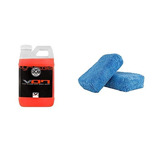 Chemical Guys CWS_808 Hybrid V7 Optical Select High Suds Car Wash Soap 64. Fluid_Ounces and MIC_292_02 Premium Grade Microfiber Applicator Blue Pack of 2 Chemical Guys CWS_808 Hybrid V7 Optical Select High Suds Car Wash Soap 64. Fluid_Ounces and MIC_292_02 Premium Grade Microfiber Applicator Blue Pack of 2