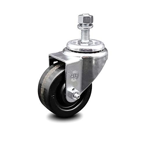 Phenolic Swivel Threaded Stem Caster w 3.5 inch x 1.25 inch Black Wheel and 1 2 inch Stem - 300 lbs Capacity Caster - Service Caster Brand Phenolic Swivel Threaded Stem Caster w 3.5 inch x 1.25 inch Black Wheel and 1 2 inch Stem - 300 lbs Capacity Caster - Service Caster Brand