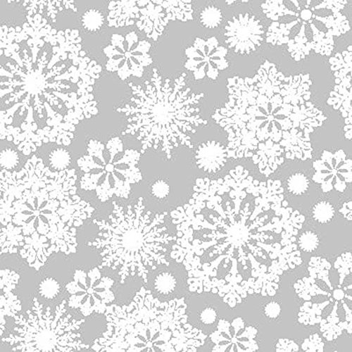 Hampshire Paper 30-Inch-Wide Krystalphane Decorated Cellophane 1 Roll 100 Feet Long - White Crystal Snowflakes Design