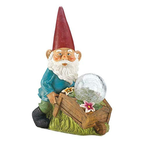 Summerfield Terrace 10018278 Gnome with Wheel Barrow Solar Statue Multicolor