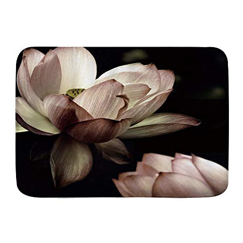 Mokale Bath Mat Rug Lotus Flower Plush Bathroom Decor Mats with Non Slip Backing29.5 inch X 17.5 inch