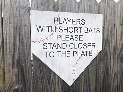 Valentine for Him Baseball Signs Funny Bathroom Wall Art Gift Men Man Cave Players With Short Bats Please Stand Closer To The Plate Home Plate Shaped