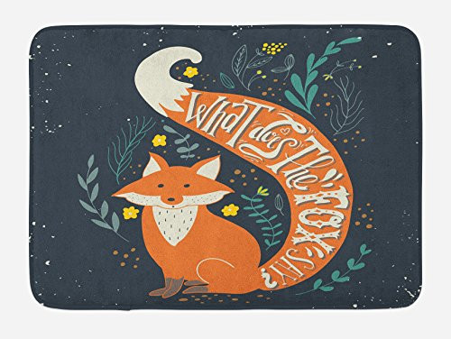 Ambesonne Vintage Bath Mat What Does The Fox Say? Hipster Animals Know Better Habitat Creature Illustration Plush Bathroom Decor Mat with Non Slip Backing 29.5 inch X 17.5 inch Orange Charcoal