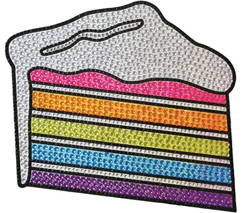 iscream Sparkly Rhinestone Rainbow Cake Slice 6" Vinyl Cling Decal
