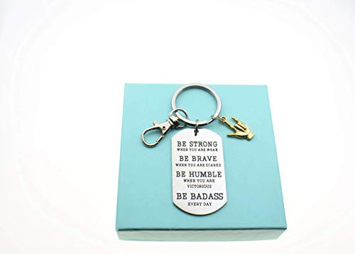 Mens or Boys Dog Tag Charm Keychain in Stainless Steel I Love You in Sign Language with Gold Plated Pewter Be Strong Be Brave Be Humble Be Badass Perfect Gift for Teens Mens or Boys Dog Tag Charm Keychain in Stainless Steel I Love You in Sign Language with Gold Plated Pewter Be Strong Be Brave Be Humble Be Badass Perfect Gift for Teens