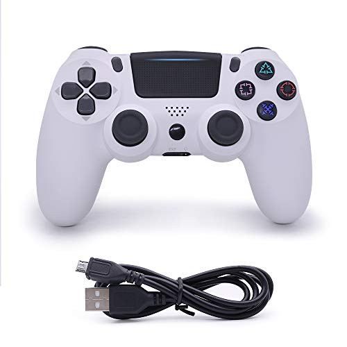 PS4 Controller Wireless Control PS4 - Joystick Gamepad for Sony Playstation 4 PC Games Dual Shock 4 Remote Control Mini LED Indicator USB CableCompatible with PS4 PS4 PRO PS4 Slim PC  White