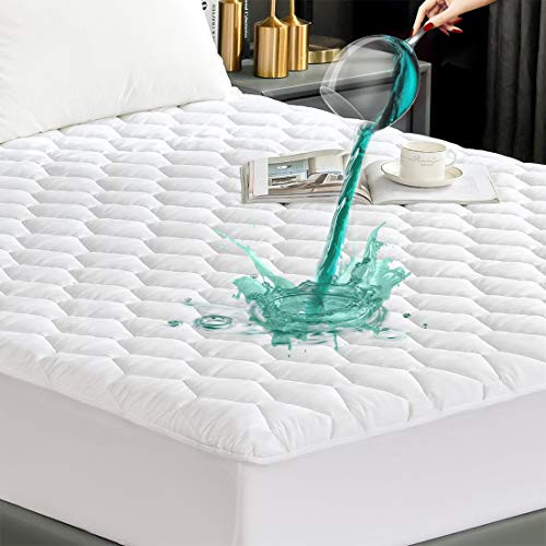 Unilibra Quilted Fitted Mattress Pad Queen Size 100 percent Waterproof Breathable Cooling Mattress Topper 6 -18 Deep Pocket Hollow Cotton Alternative Filling Mattress Pad Cover Unilibra Quilted Fitted Mattress Pad Queen Size 100 percent Waterproof Breathable Cooling Mattress Topper 6 -18 Deep Pocket Hollow Cotton Alternative Filling Mattress Pad Cover