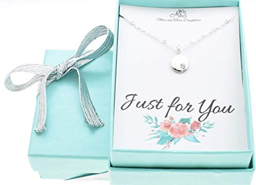 April Little girl s birthstone necklace in sterling silver on a 16 inch Sterling Silver cable chain. April birthstone. Birthstone gifts. Birthstone.