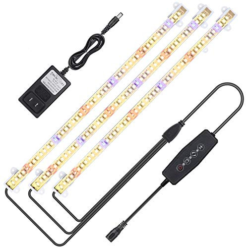 LED Grow Light Strip 36W 144 LEDs Full Spectrum Grow Lamp with 3 6 12H Timer Auto On Off 6 Dimmable Levels 3 Switch Modes Plant Grow Light for Indoor Plants Sunlike Plant Light Bar for Hydroponic