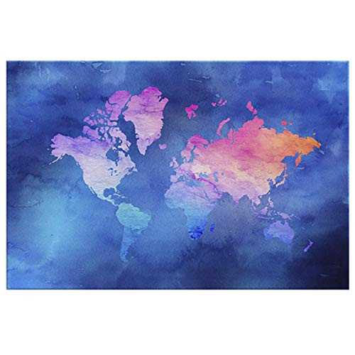 Glam World Map Wall Art Canvas Art - Watercolor Wall Map of the World - Large World Map for Walls - Large World Map - Wall Maps - Large Wall Art Map - 5 SIZES