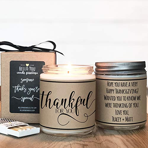 Thankful For You - Thank You Gift Appreciation Gift Soy Candle Gift Thankful For You - Thank You Gift Appreciation Gift Soy Candle Gift
