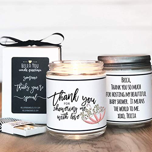 Bridal Shower Hostess Gift   Baby Shower Hostess Gift   Bridal Shower Thank You Gift   Baby Shower Thank You Gift   Thank You For Showering Me With Love Candle