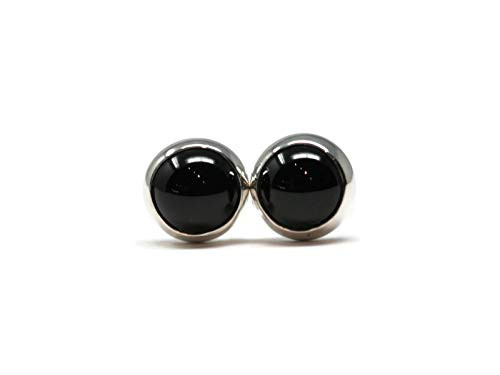 6mm Black Onyx Sterling Silver Stud Earrings