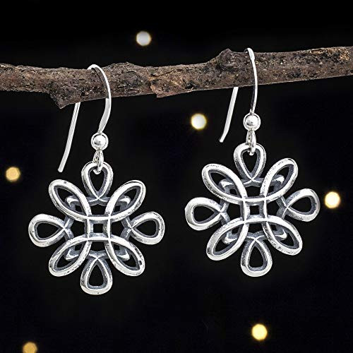 Sterling Silver Celtic Snowflake Earrings - 3D Double Sided - Handmade Solid .925