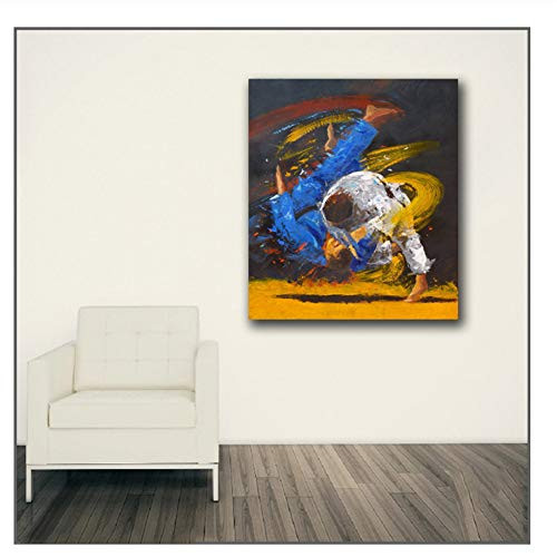 Suuyar Canvas Printing Oil Painting Strength and Skill Judo Wall Art Canvas Prints Pictures for Living Room and Bedroom Wall Art-50x70cm No Frame
