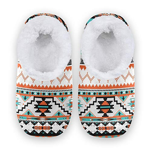 Linomo Aztec Ethnic Tribal Slippers for Women Womens House Slippers Indoor Slipper Socks House Shoes Bedroom Socks Shoe