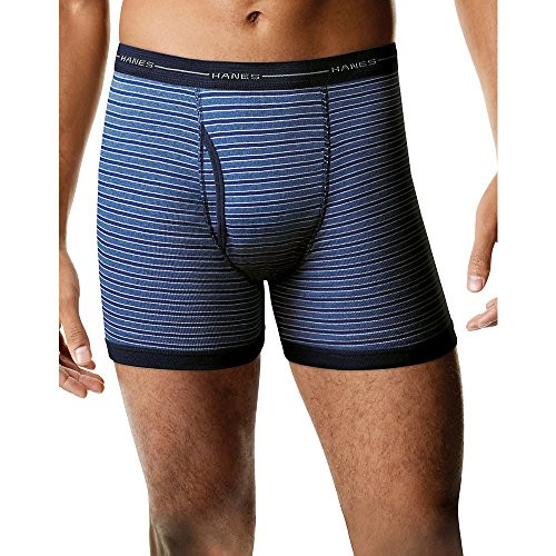 Hanes mens TAGLESS Striped Ringer Boxer Brief with Comfort Flex Waistband 5-Pack 7347Z5 -Assorted-XL