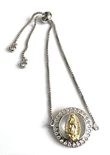 Virgen de Guadalupe Adjustable Silver Plated Bracelet Virgin Mary Jewelry