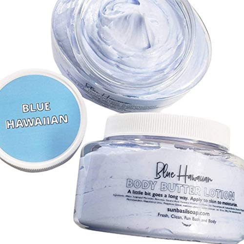 Whipped Body Butter Lotion. Blue Hawaiian Fruity Natural Hand Cream. Summertime Gifts for Women