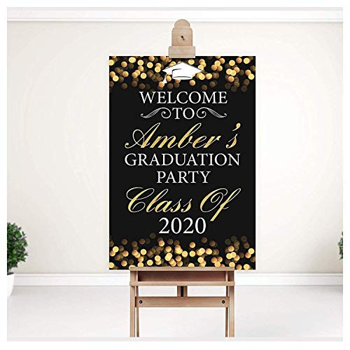 Gold Graduation Decorations 2021 Personalized Banners and Signs for Graduation Grad Party Decorations Gold Party Decor Congratulations Decorations Graduation Banner Size 24x18 36x24 and 48x36