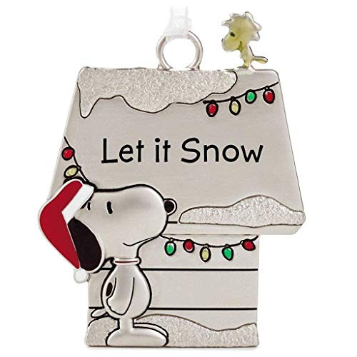 Hallmark Peanuts Snoopy and Woodstock Charmers Let it Snow Metal Christmas Ornament