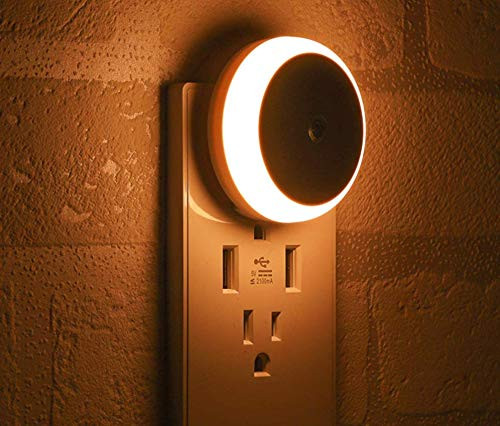 LED Wall Night Light with Dusk to Dawn Sensor Diffused Light Energy Efficient Plug in Night Light for Bedroom Bathroom Kitchen Hallway Stairs Kids Room Warm White 2 Pack