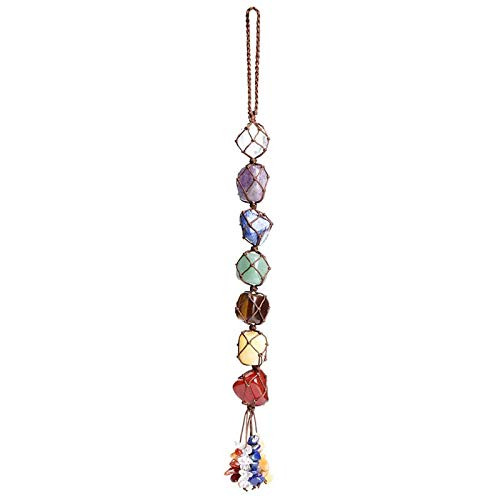OyeahO Chakra Stones 7 Chakra Crystys Car Gemstone Hanging Ornament Reiki Healing Crystal Feng Shui Ornament Home Indoor Decor for Good Luck Yoga Spiritual Meditation Hanging Ornament Window Decor