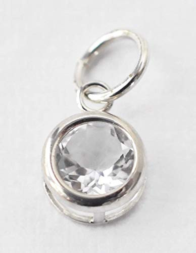 Small April Birthstone Charm Pendant in Sterling Silver - White Topaz Gemstone - DIY Jewelry Making - Birthday Gifts for Women