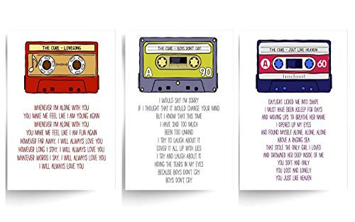 Set of 3 The Cure Lyrics - Unframed Prints