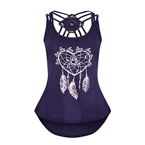 FONMA Women Bandages Sleeveless Vest Tops High Low Tank Top Notes Strappy Tank Tops Dark Blue FONMA Women Bandages Sleeveless Vest Tops High Low Tank Top Notes Strappy Tank Tops Dark Blue