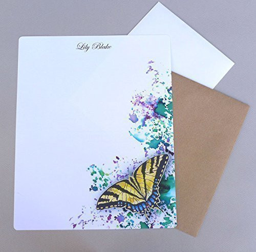 Swallowtail Butterfly Women s Personalized Stationery Set With Envelopes Girl s Complete Monogrammed Stationary Paper Custom Letter Writing Kit Garden Inspired Correspondence Sheets