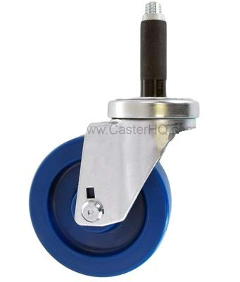 CasterHQ - 3 inch X 1-1 4 inch Swivel Caster   Blue Solid Polyurethane Wheel   3 4 inch Expanding STEM   300 LBS Capacity