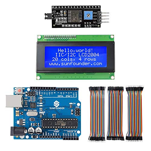 SunFounder IIC I2C TWI Serial 2004 20x4 LCD Module Shield for Arduino with R3 Board and 120pcs Breadboard Jumper Wires