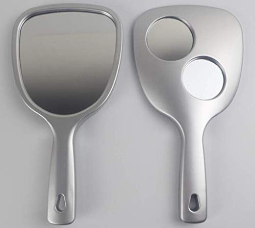 Mini Small Makeup Mirror Mini Portable Portable Mirror Small Hand-Held Handle Mirror Beauty Salon Dressing Mirror Hand Holding Princess MirrorGray
