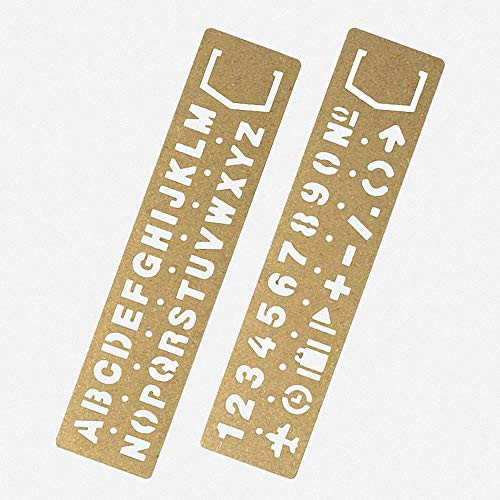 Brass Alphabet & Number Template Set of 2,JoyTong Multifunctional Drawing Stencil Bookmark Lettering Stencil Set Guide with Symbols